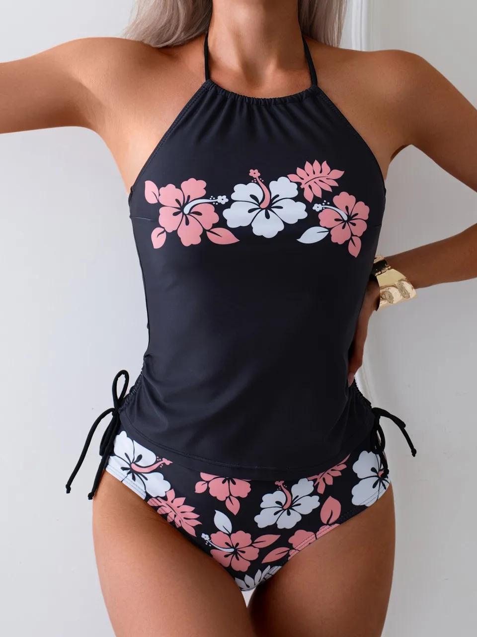 Licou cou Tankini 2026 femmes imprimé maillot de bain été maillots de bain cordon côté maillots de b