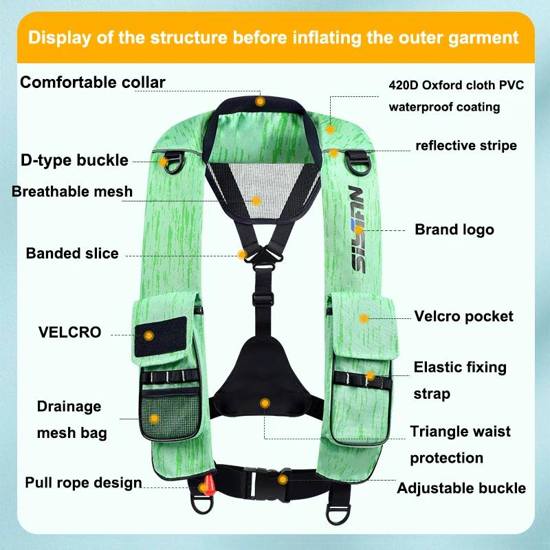 Gilet de sauvetage gonflable automatique, gilet de sauvetage professionnel pour natation et pêche, S