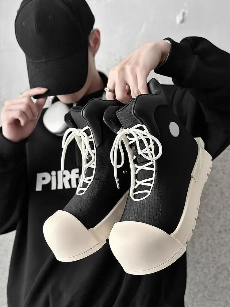 Niche Couple pain à la mode grande tête haut hommes et femmes plate-forme rehaussant bottes américai
