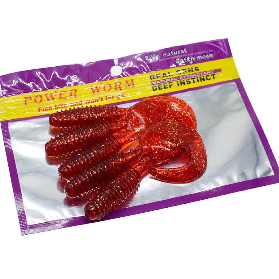 JYJ 10 cm 8.5g 5 pièces/sac leurre artificiel souple grub ver appât, longue queue tordue wobbler swi