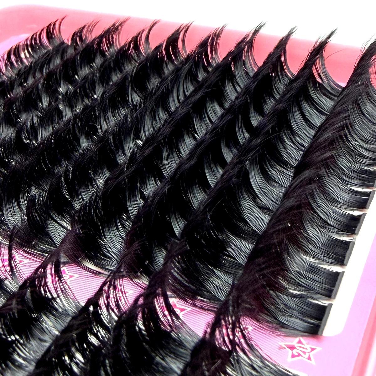 200D/100D épais moelleux grappe cils D Curl naturel doux faux cils extensions bricolage individuel M