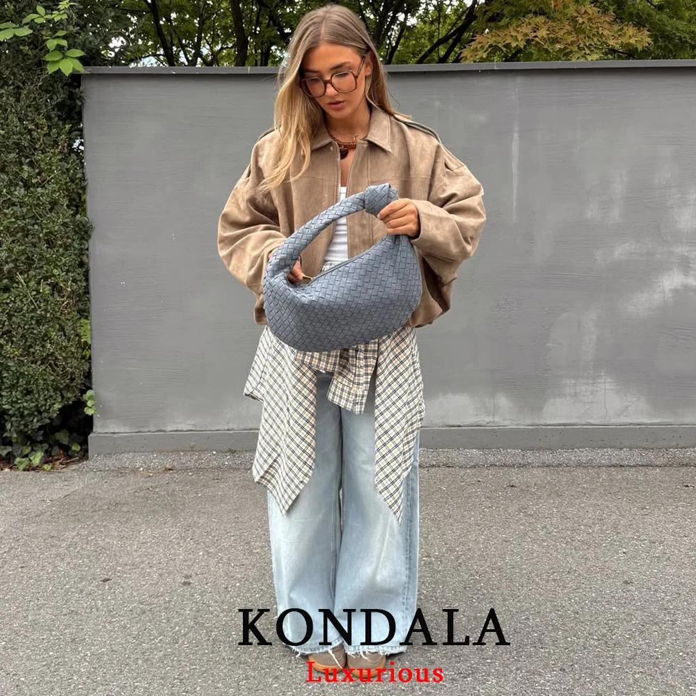 KONDALA décontracté Chic kaki daim Bomber vestes femmes fermeture éclair manches longues surdimensio