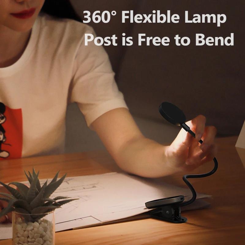 Baseus LED pince lampe de Table réglable en continu sans fil lampe de bureau tactile USB Rechargeabl