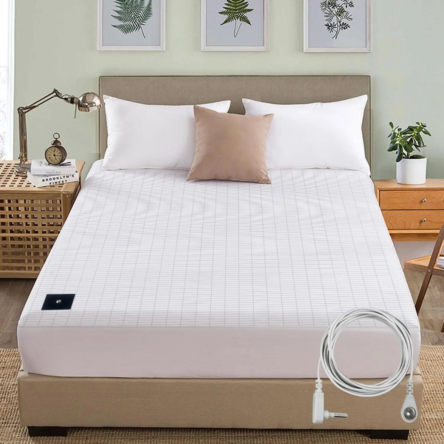 MAXSHARER Drap-housse de mise à la terre Coton biologique avec fibre d'argent conductrice Drap-houss