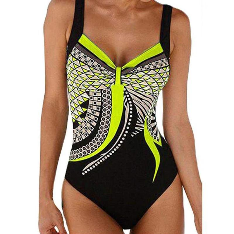 Maillot de bain une pièce Vintage pour femmes, contrôle du ventre, Monokini, Sexy, imprimé, vêtement
