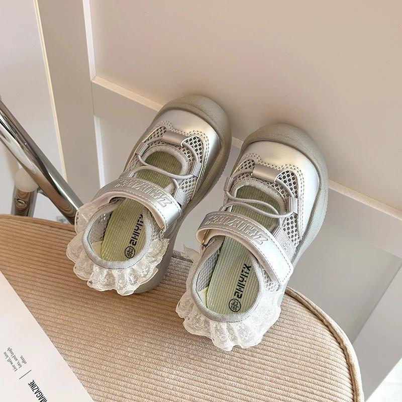 Chaussures de princesse pour filles, baskets en dentelle, chaussures Mary Jane à semelle souple pour