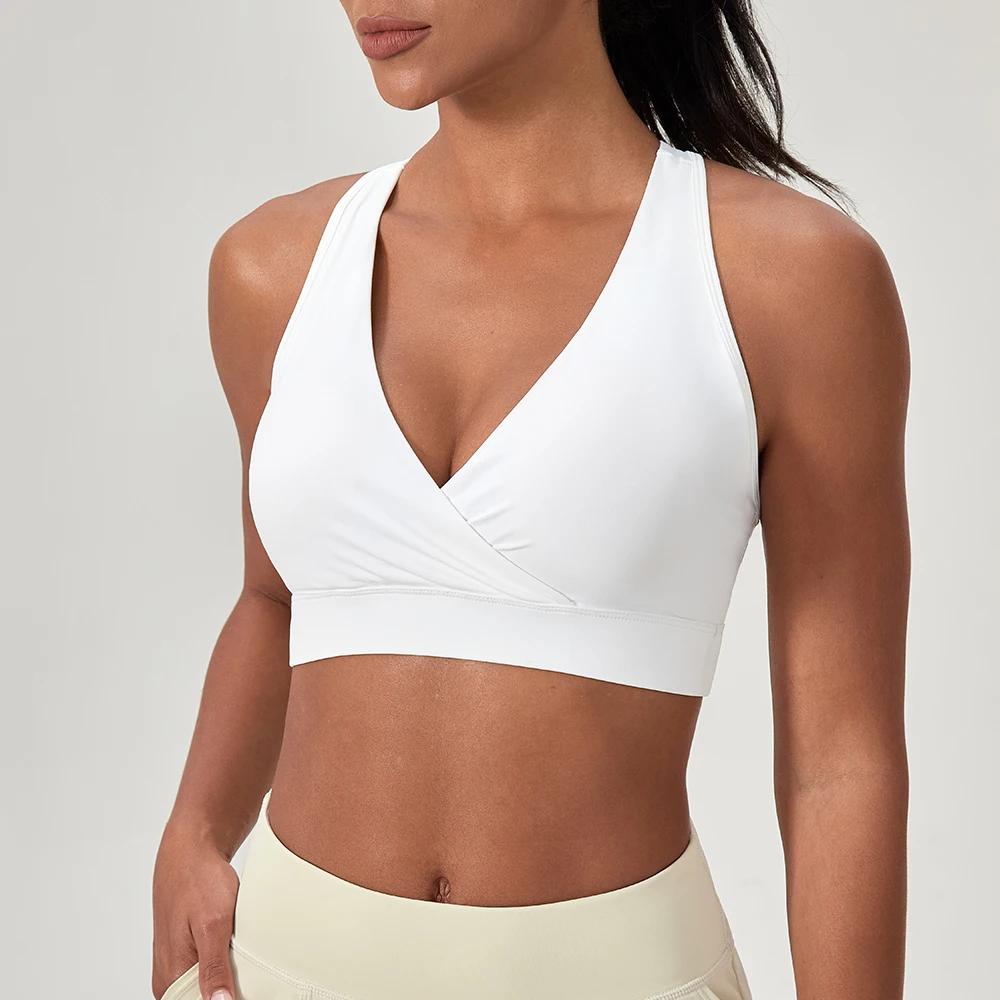 Soutien-gorge de Sport pour femmes, débardeur de Fitness, Yoga, Sexy, décolleté en v profond, sous-v