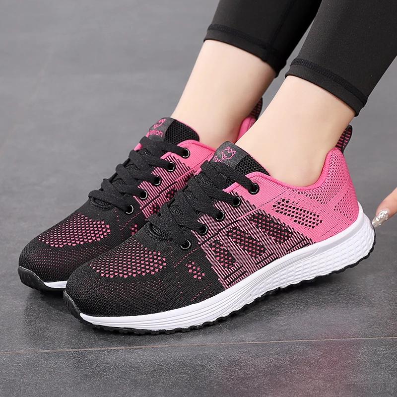 Nouvelles baskets femmes chaussures décontractées mode respirant marche maille chaussures plates fem