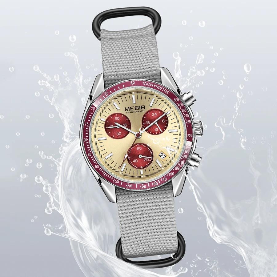 MEGIR Quartz chronographe montres hommes étanche Sport montre-bracelet hommes avec mode bracelet en