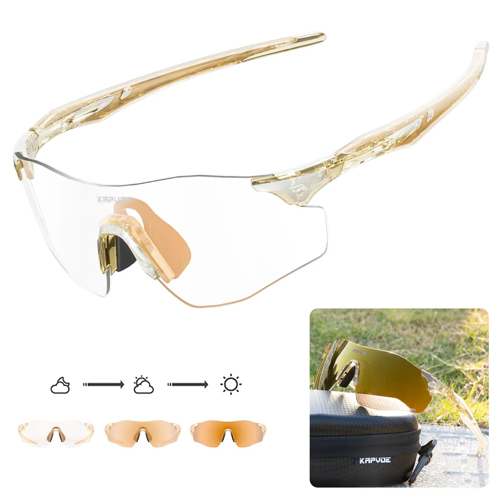 Kapvoe-Lunettes de cyclisme photochromiques pour hommes, lunettes de course légères, lunettes de sol