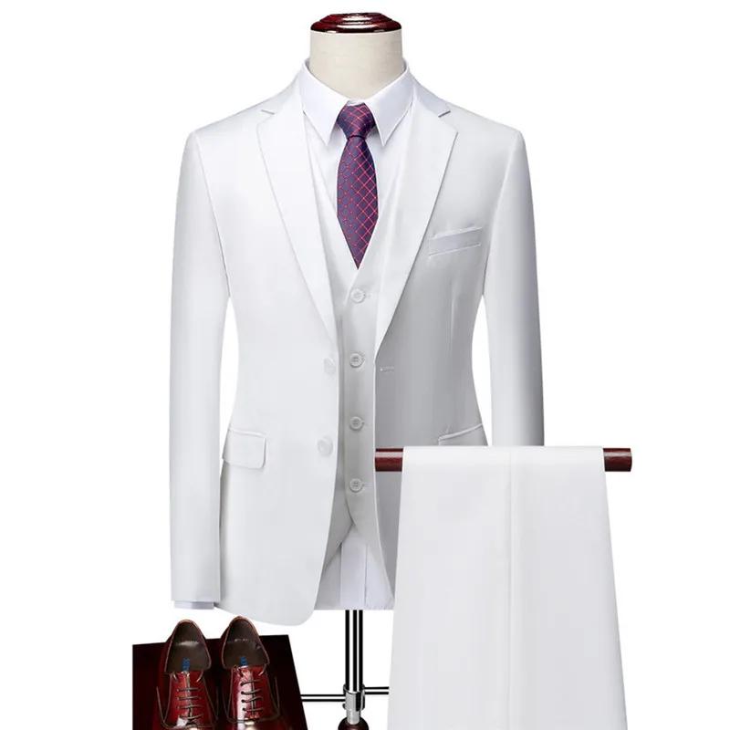 Costumes blancs pour hommes, coupe cintrée, 3 pièces, Double boutonnage, pour mariage, bal, fête d'a
