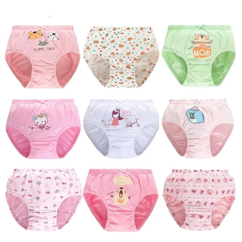 Lot de 5/10 culottes confortables en coton pour enfants et filles, sous-vêtements doux et mignons av