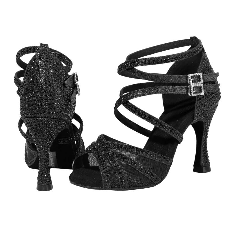 Chaussures danse latine femme adultes talon 7.5cm - Semelle souple cloutée diamant parfaites salsa bachata spectacle