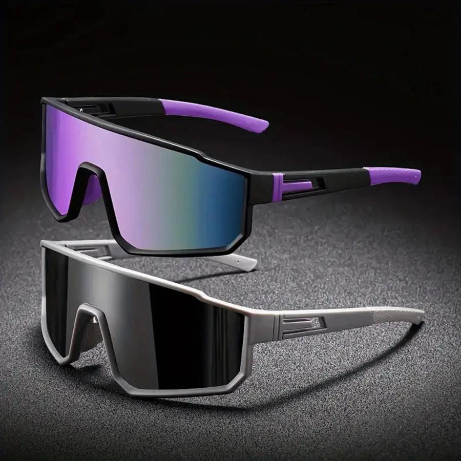 Lunettes de cyclisme surdimensionnées pour hommes, vélo, coupe-vent, revêtement coloré, lunettes de