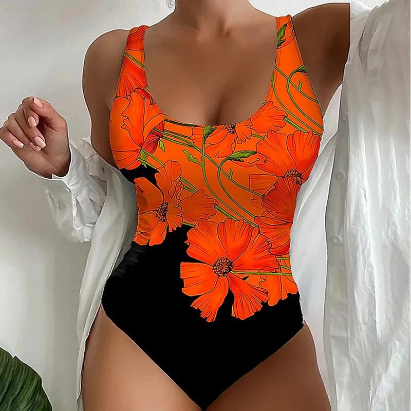 Maillot de bain une pièce imprimé sexy - Body push up fermé femmes plage piscine 2025
