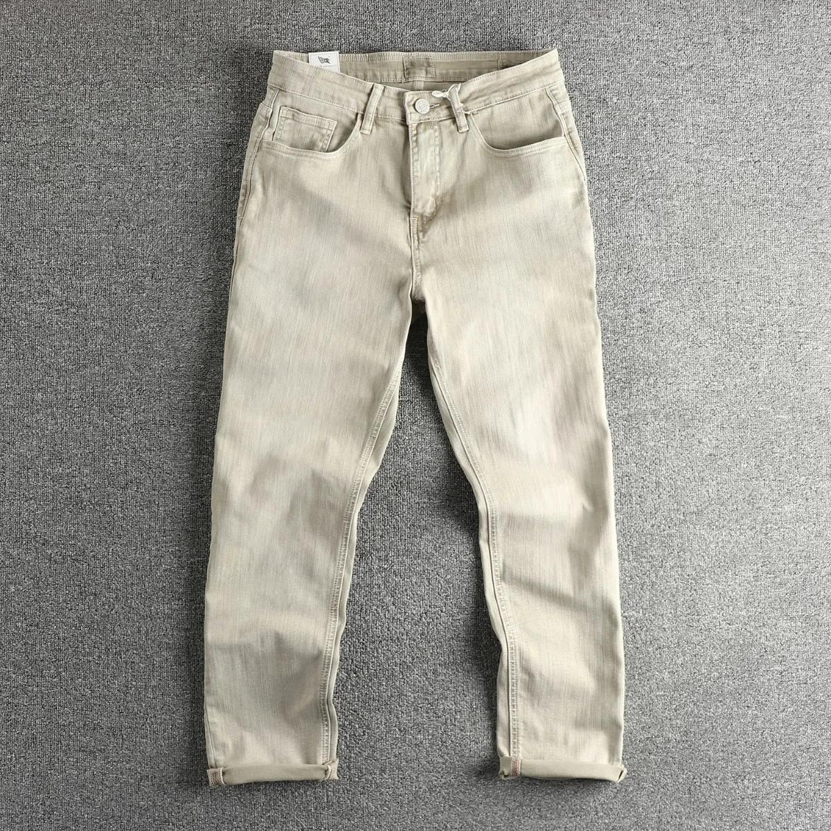 2025 printemps et été nouveau américain rétro haute élasticité flammé coton hommes lavé jean droit a