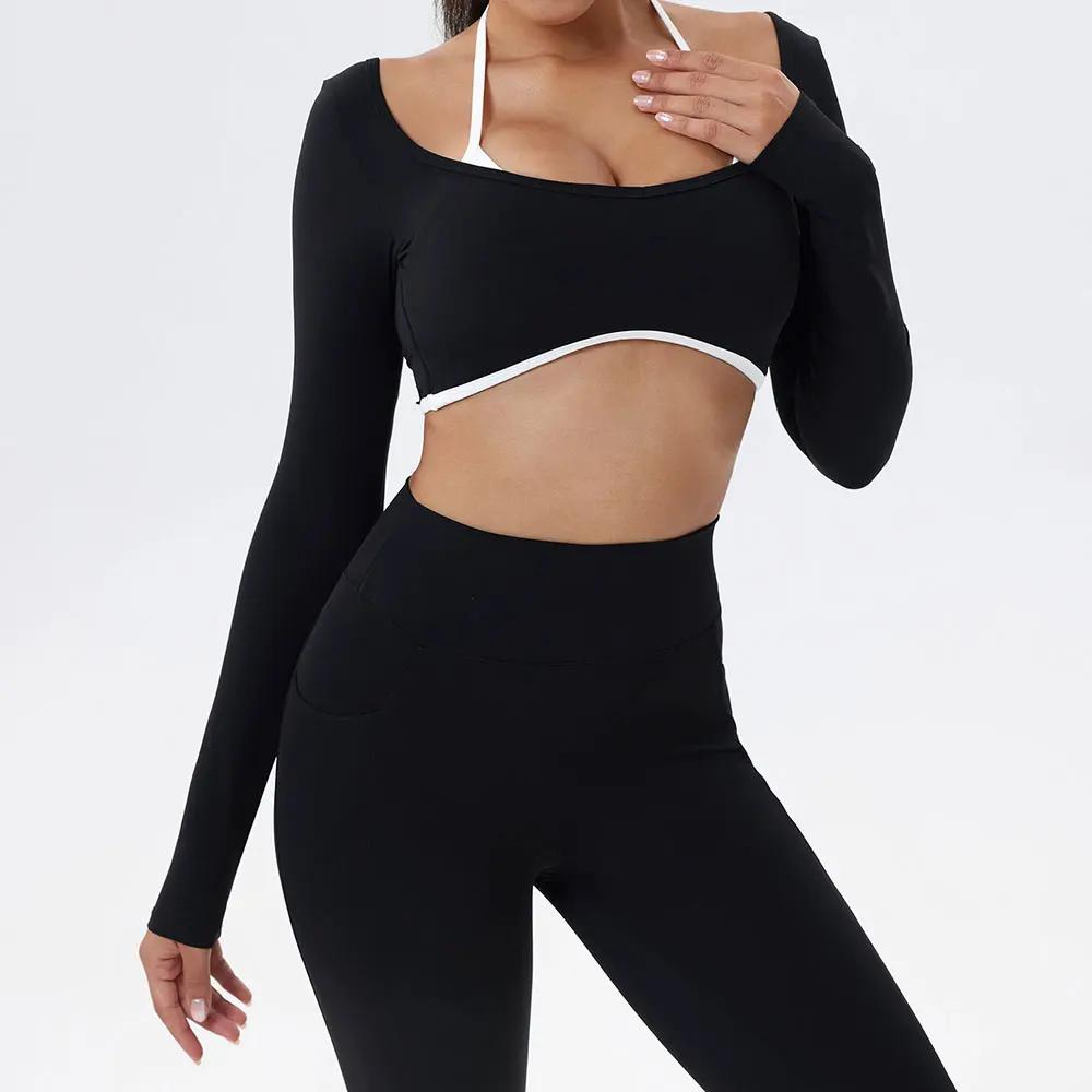 Haut de Sport Sexy pour femmes, T-shirts de Yoga dos nu, chemises de course, d'entraînement, de gymn