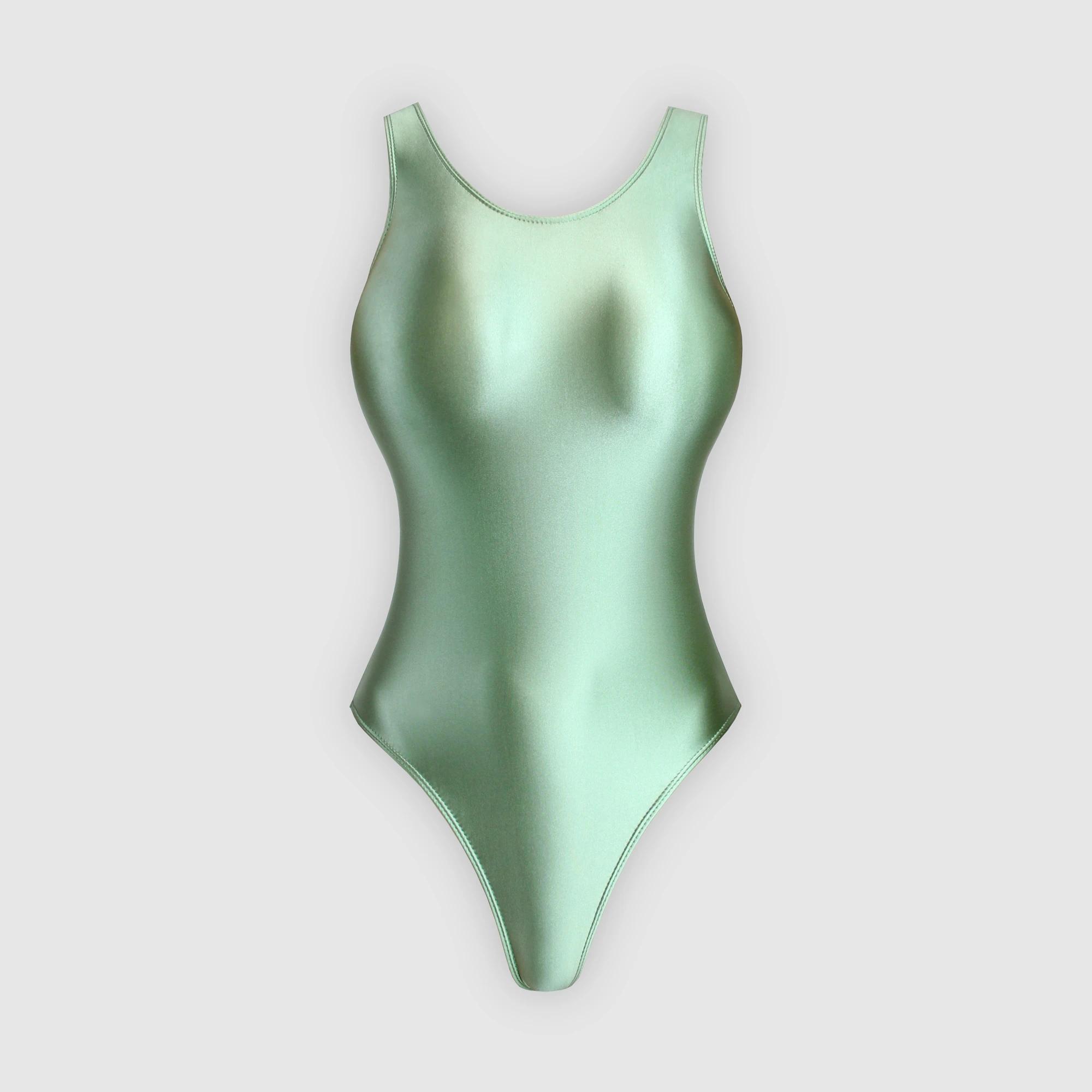 Maillot de bain brillant en satin XClocKNYoung, justaucorps brillant en satin, maillot de bain une p