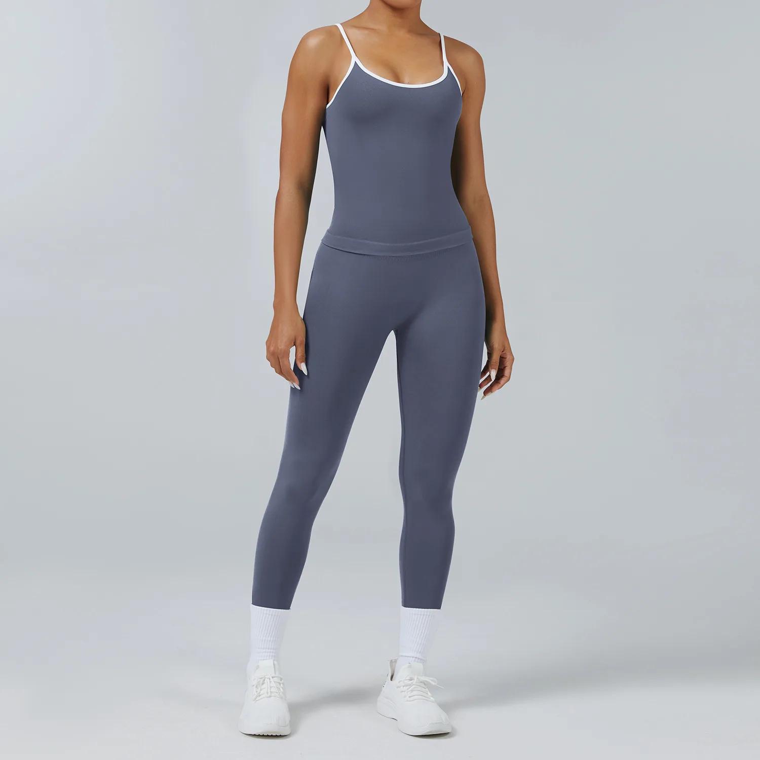 Ensemble de vêtements de yoga pour femmes, 2 pièces, survêtement, vêtements de sport sans couture, t