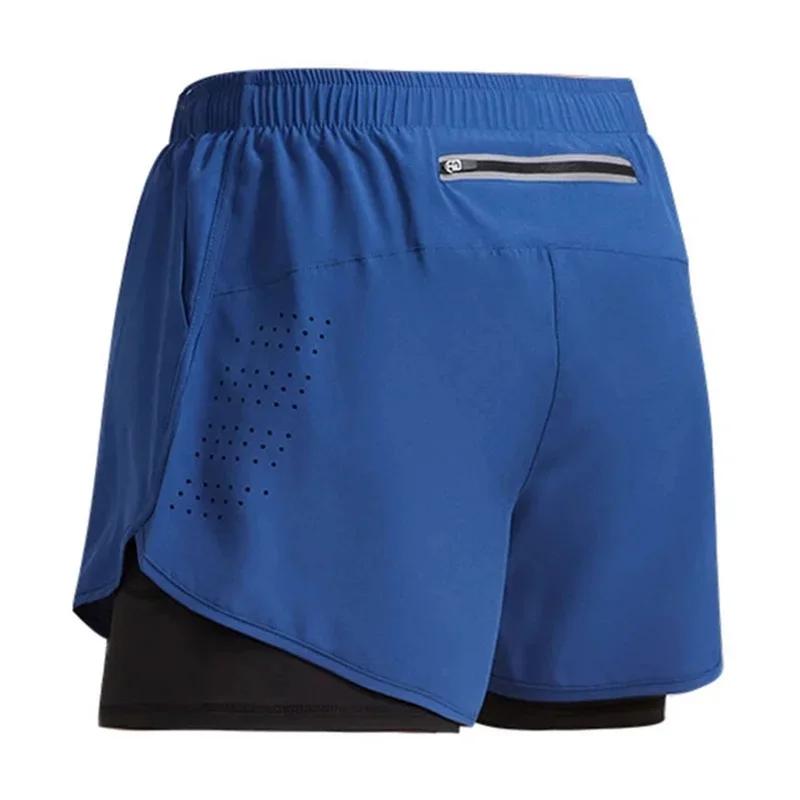 Short de course pour hommes séchage rapide Fitness ventiler Double couche Shorts hommes nouveau Spor
