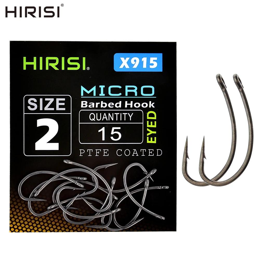 Hirisi 15x hameçons de pêche à la carpe avec oeil Micro barbe hameçons en acier à haute teneur en ca