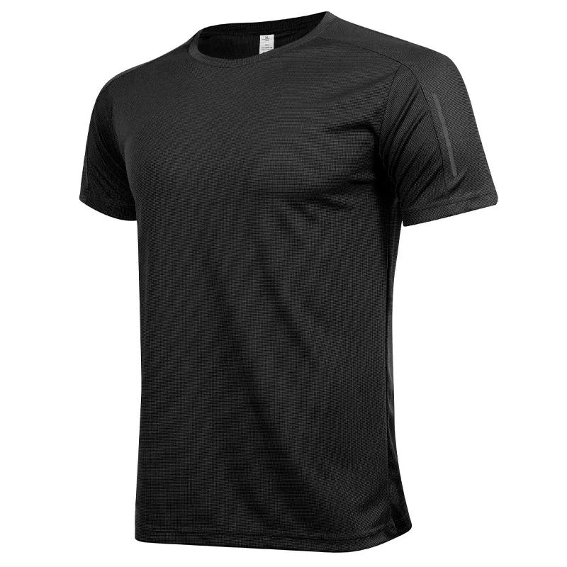 T-shirt de sport à manches courtes pour homme, vêtement de course, d'entraînement, de Fitness, à séc