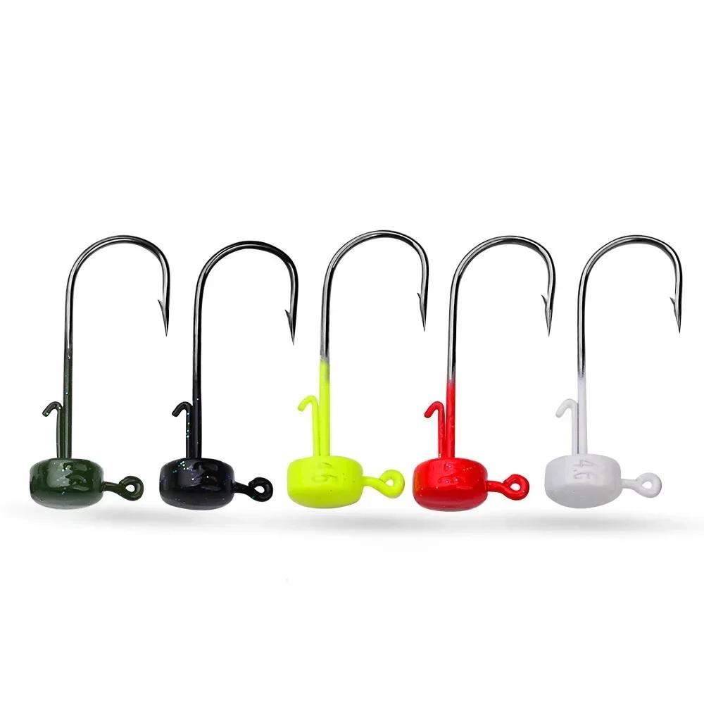 5 pièces hameçons de pêche 2.8g 3.5g 4.6g 7g Ned tête de champignon gabarit crochet barbelé pointu p