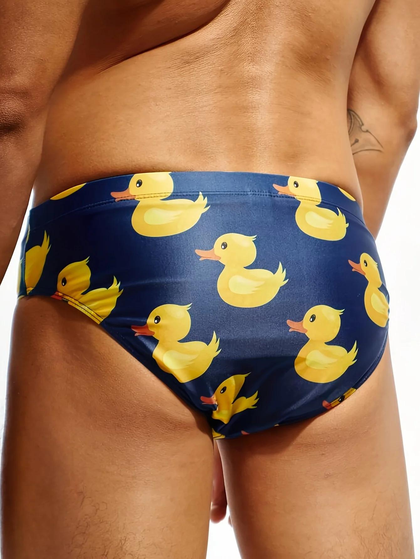 Slip à motif de petit canard jaune pour hommes, slip de bain à séchage rapide pour la plage d'été