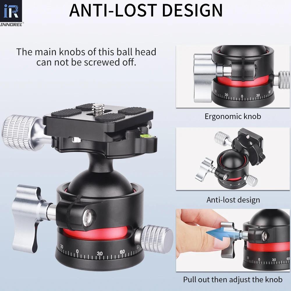 INNOREL C36 Rotule à profil bas 36 mm CNC Métal 360 ° Tête de trépied d'appareil photo panoramique