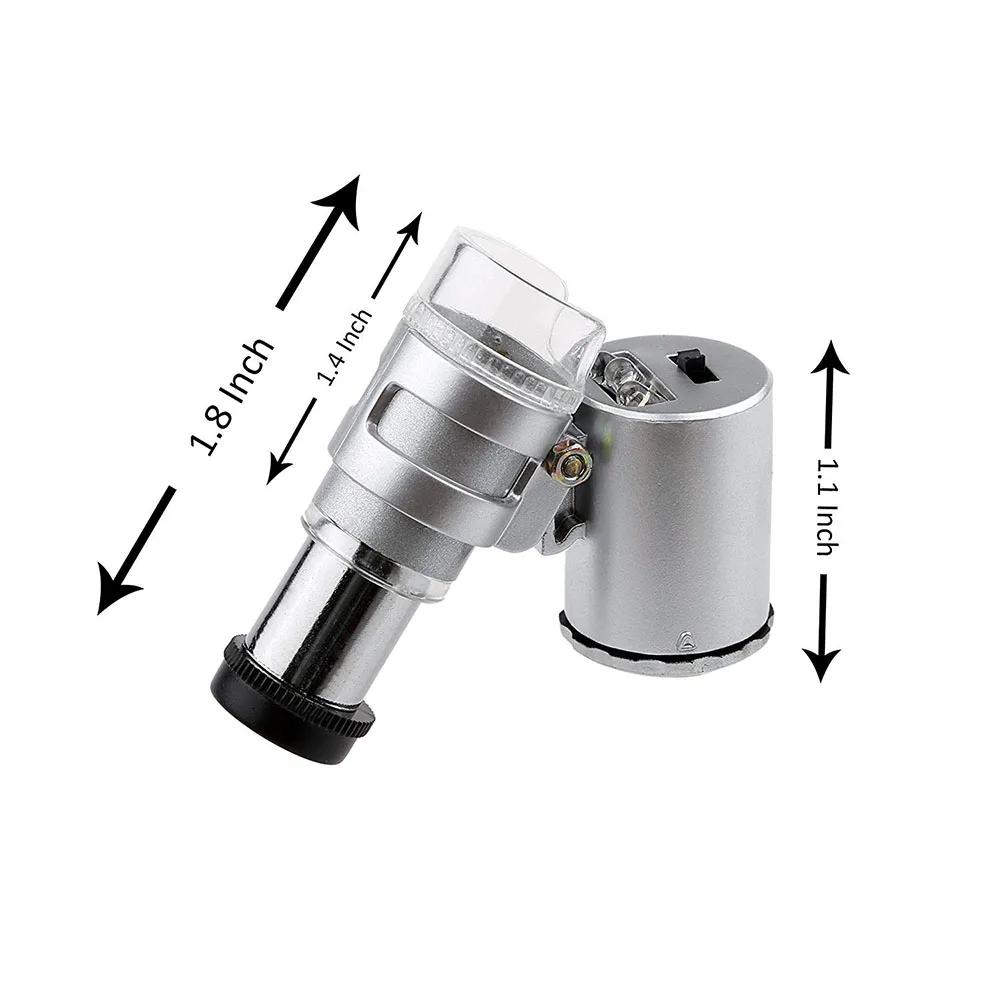 60X Mini Microscope bijoutier Loupe lentille éclairée Loupe 3 LED avec Loupe à lentille de lumière U