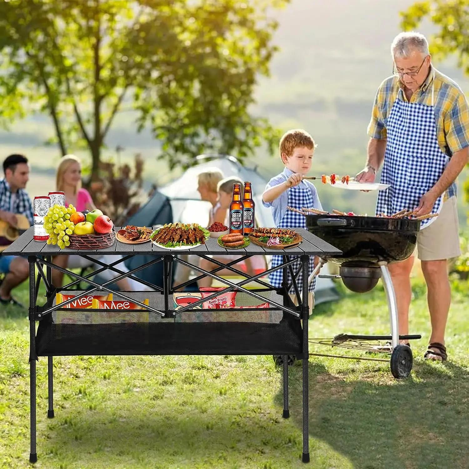 Table de pique-nique de camping en aluminium, bureau portable étanche et antirouille