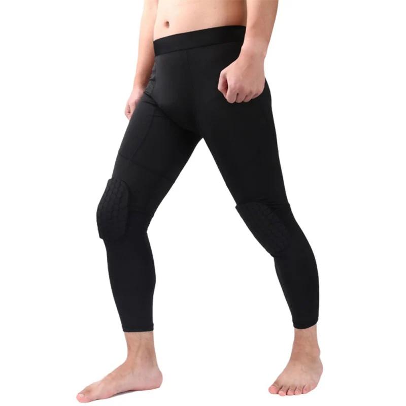 Leggings de compression capri avec genouillères pour hommes et femmes, collants rembourrés, pantalon