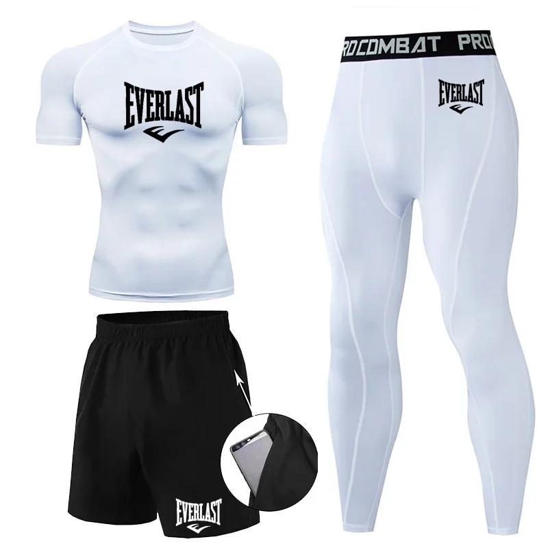 EVER/LAST noir hommes costumes chemises de Compression Leggings élasticité Fitness gymnase course re