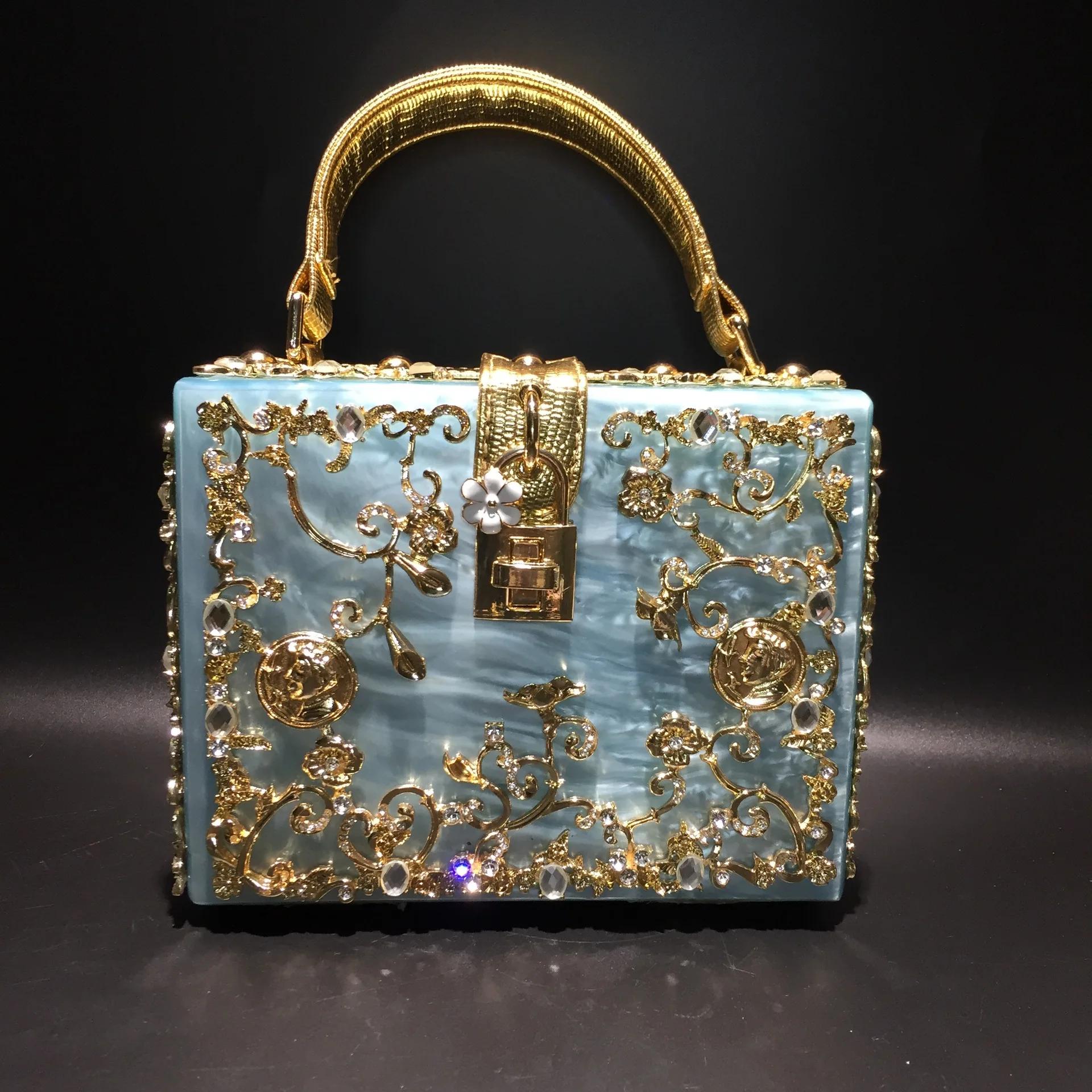 Sac de soirée en cristal de haute qualité pour femme, nouveau sac à main en métal évidé, fleur sculp