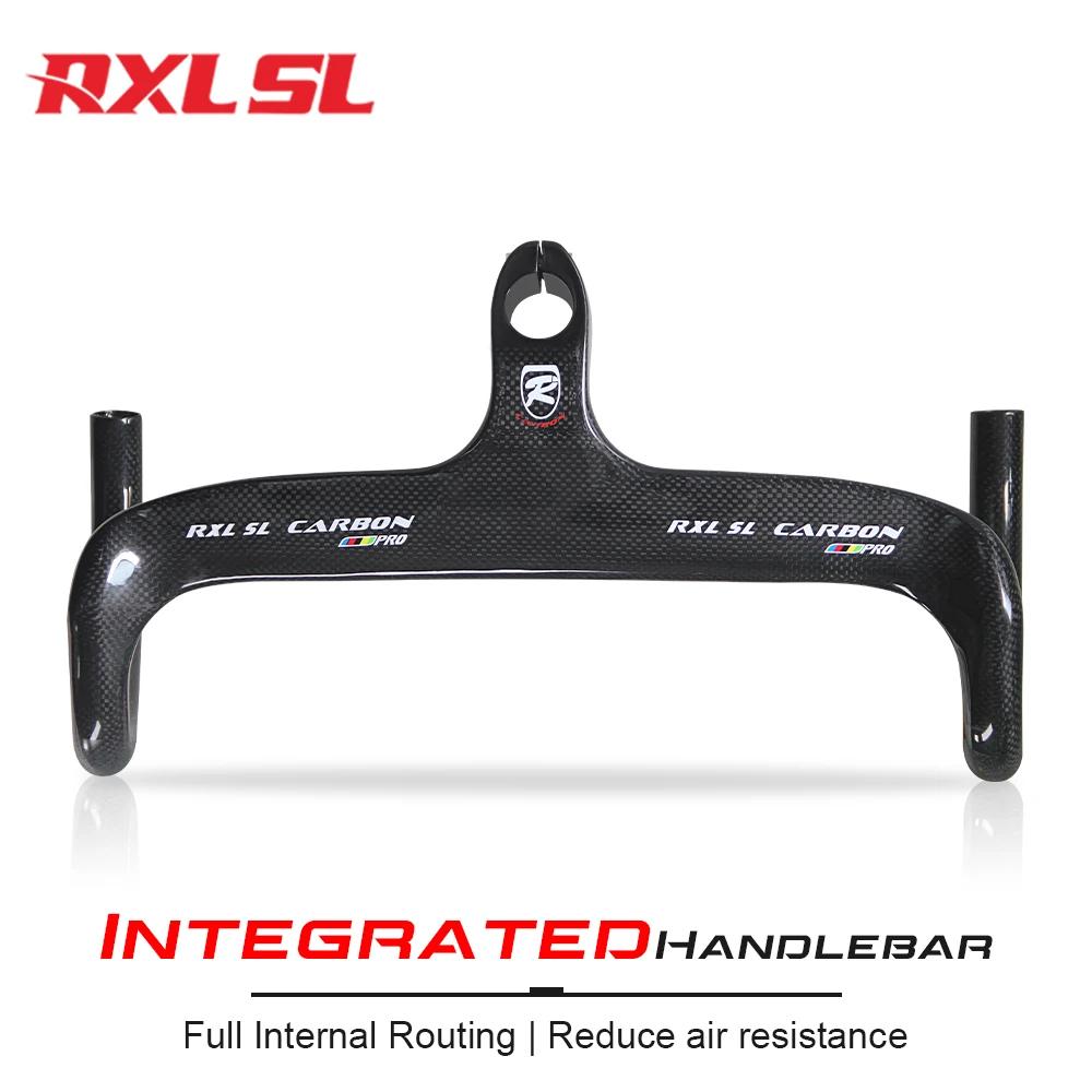 RXL SL-Guidon de vélo de route en carbone intégré avec tige, guidon de course, noir, acheminement in