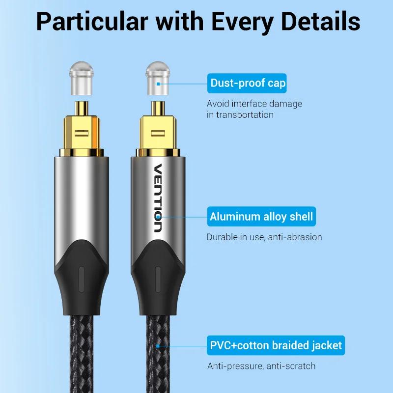 Vention câble Audio optique numérique Toslink SPDIF câble Coaxial 1m 2m pour amplificateurs Blu-ray