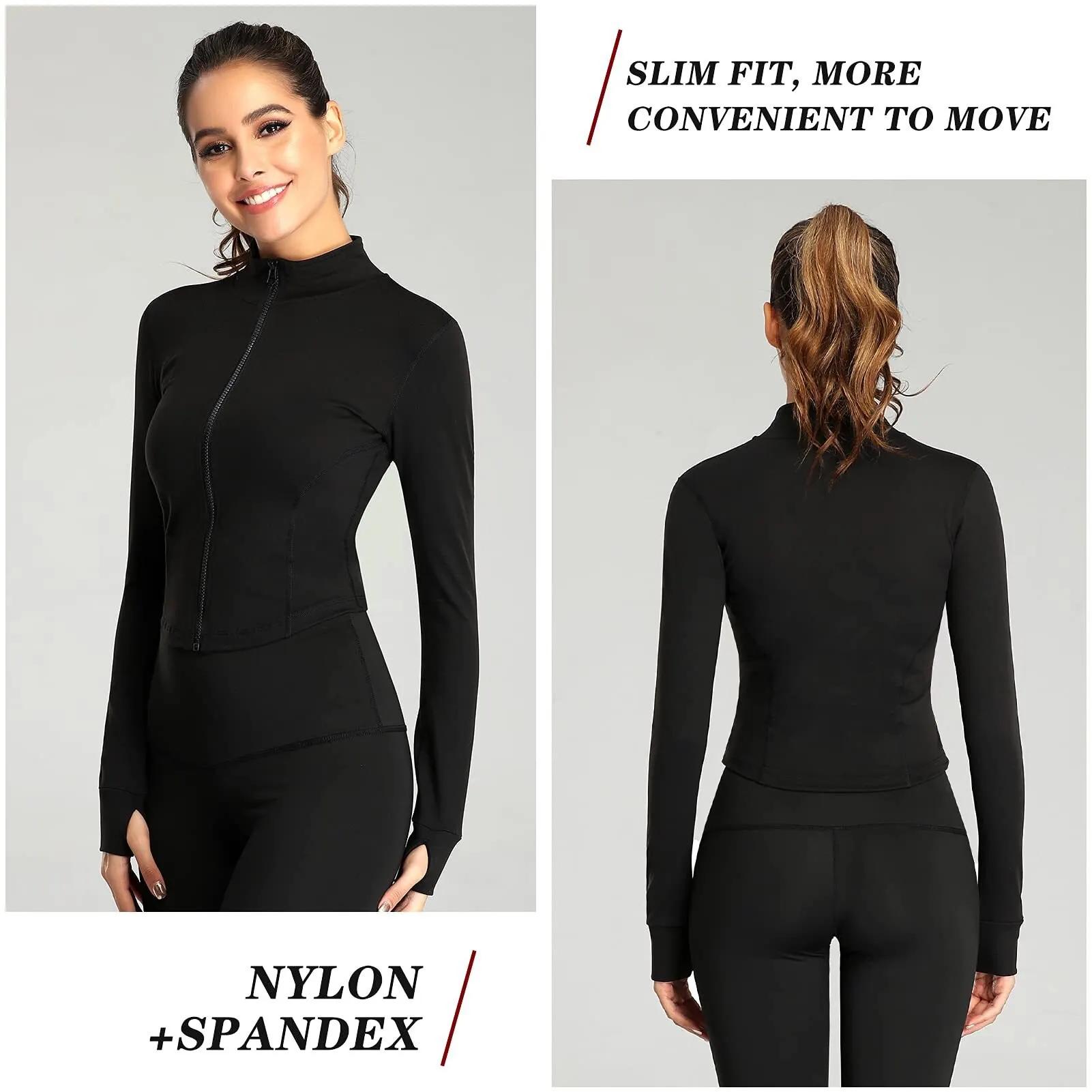 Veste de survêtement coupe cintrée pour femme, manteau de fitness à manches longues, veste de yoga a