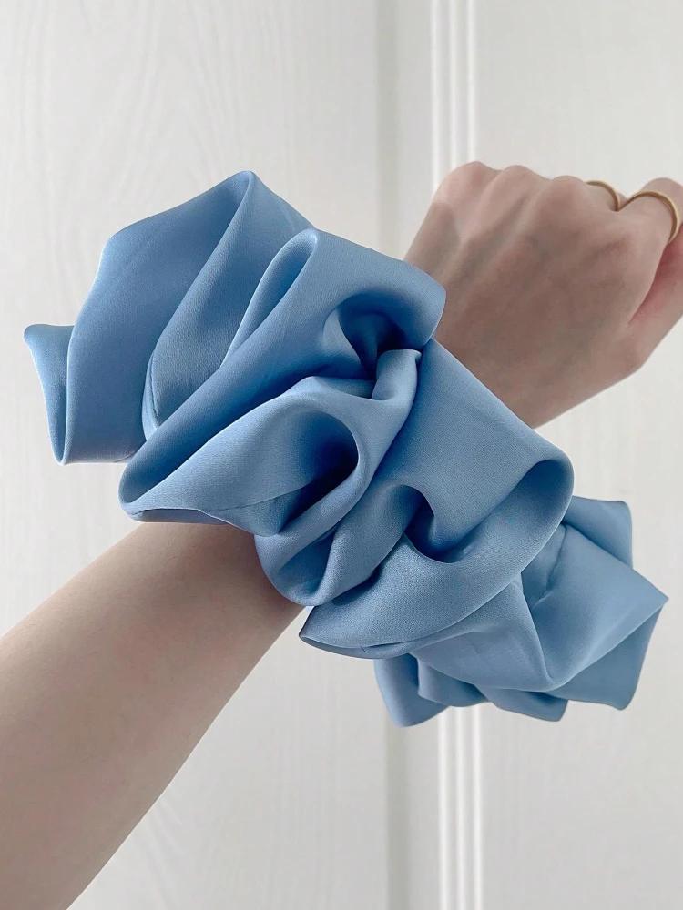 Chouchou en fausse soie Extra Large pour femmes, 1 pièce, pelucheux, haute élasticité, doux et soyeu