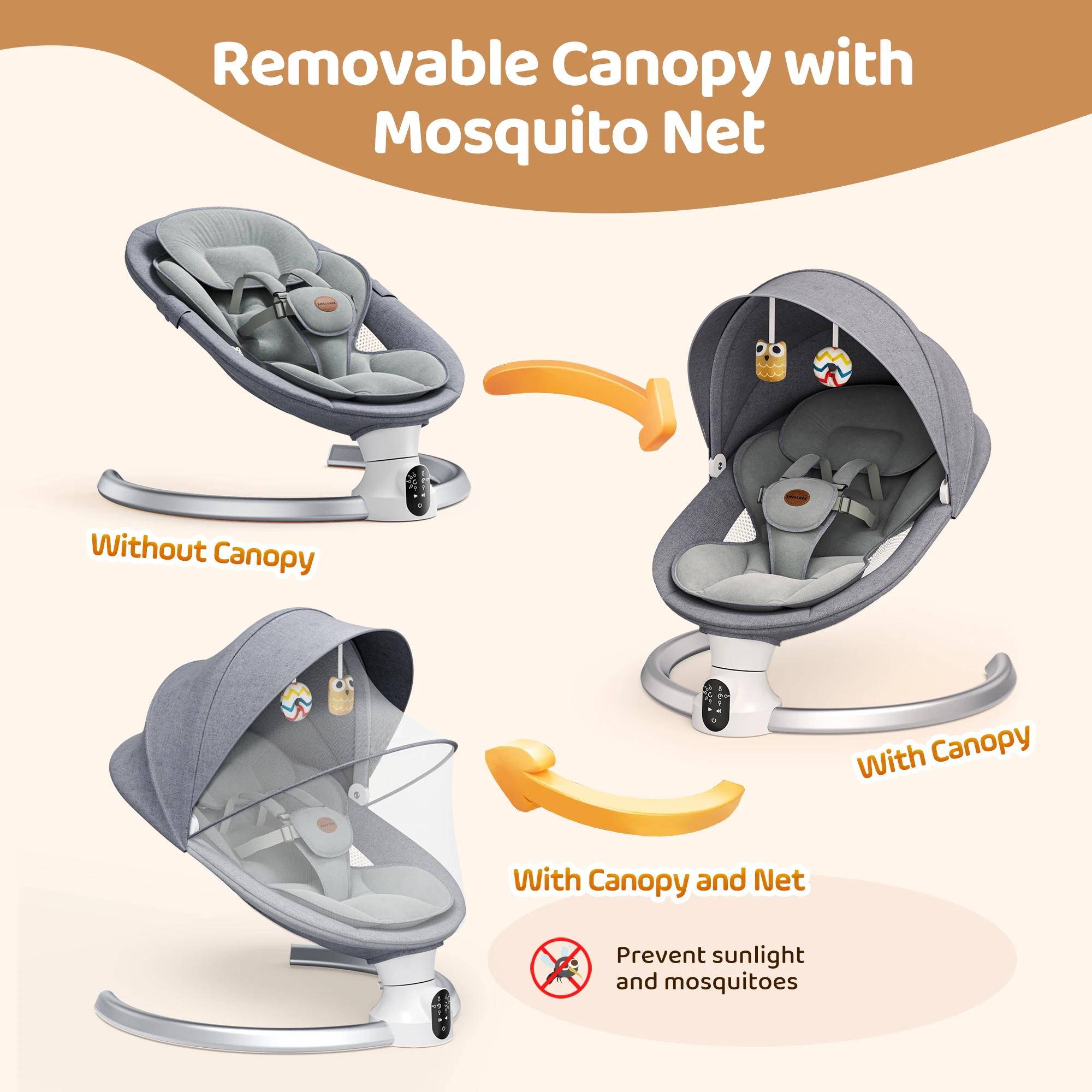 Berceau électrique pour bébé, chaise berçante pour bébé, smartphone, batterie ou connexion électriqu