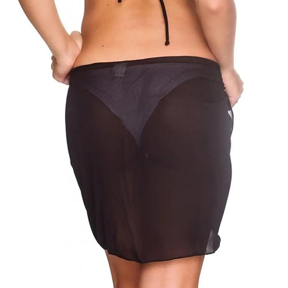 Sarongs courtes pour femmes, Cover-Up pour maillot de bain, jupe courte transparente, écharpe en mou