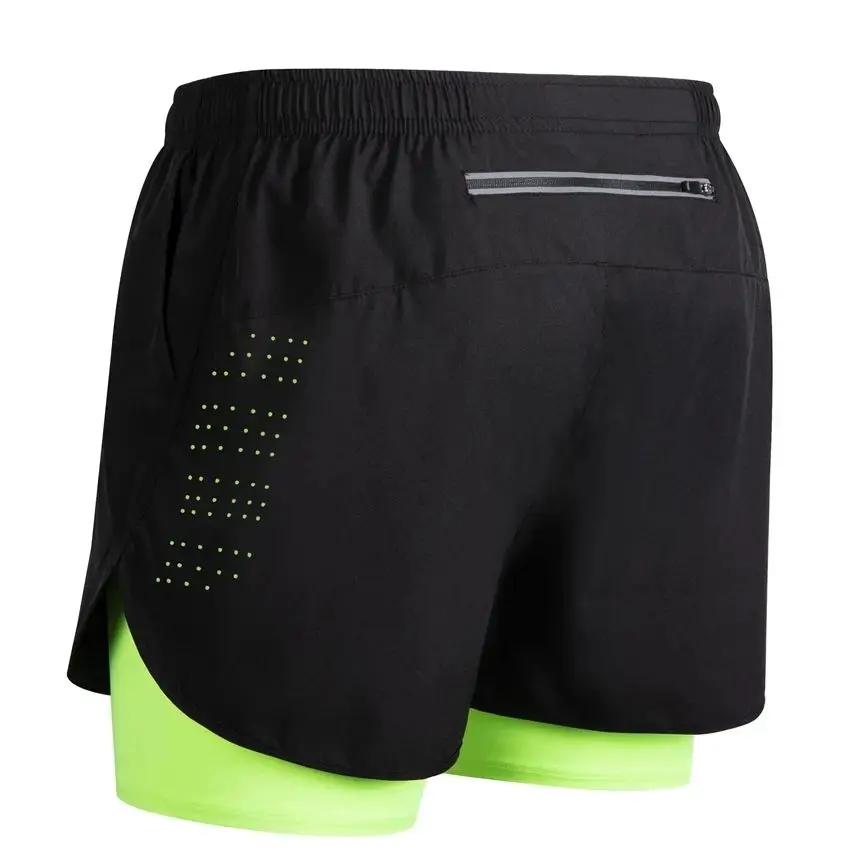 Short de course réfléchissant d'été pour hommes, short de Fitness à séchage rapide, double couche, s