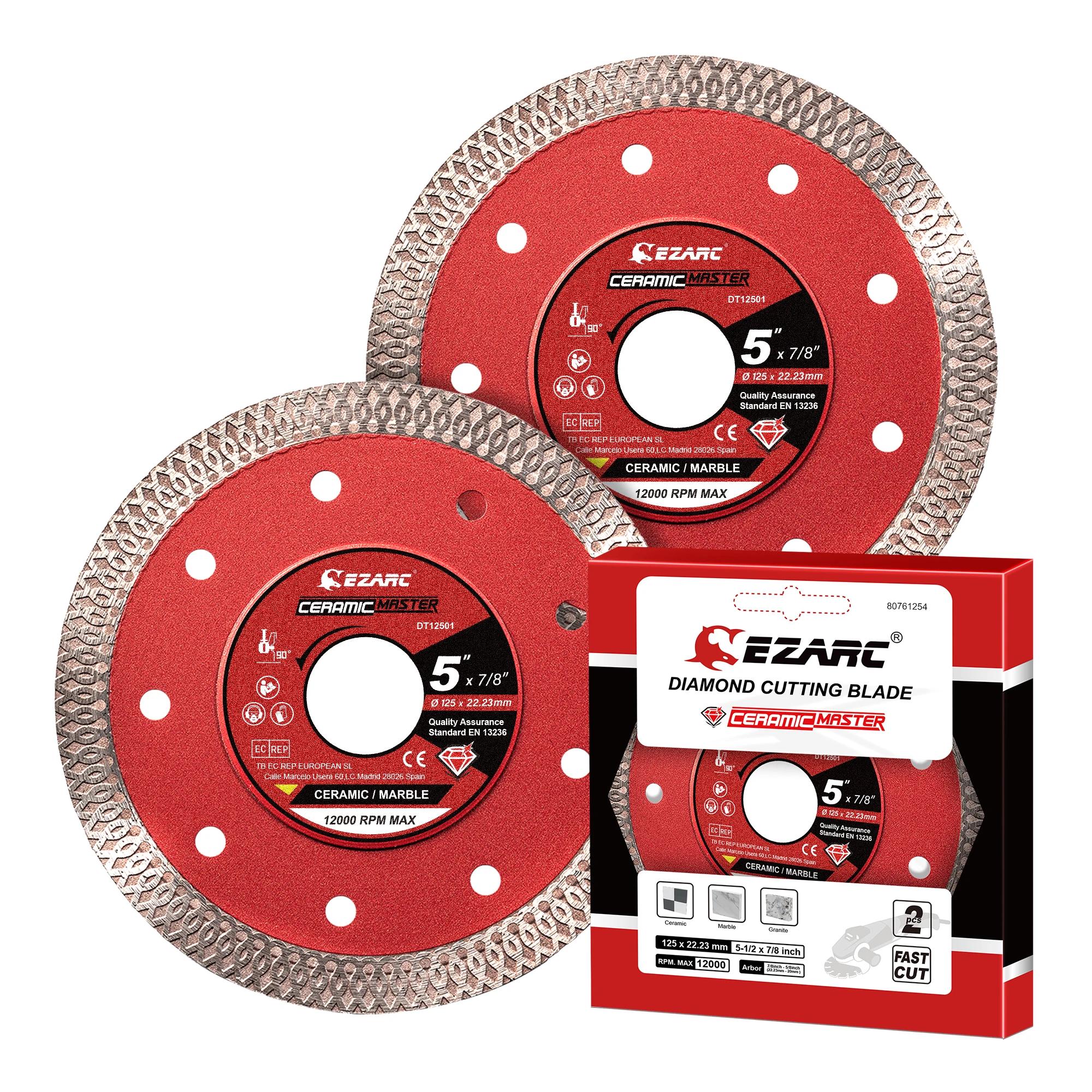 Lame diamantée super fine EZARC 5''/4.5'' (2 pièces) pour porcelaine/céramique/granit/marbre, disque
