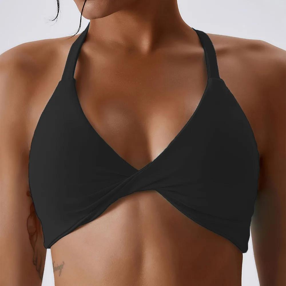 Soutien-gorge de sport Anfilia pour femmes - Licou cou haute élastique avec rembourrage amovible