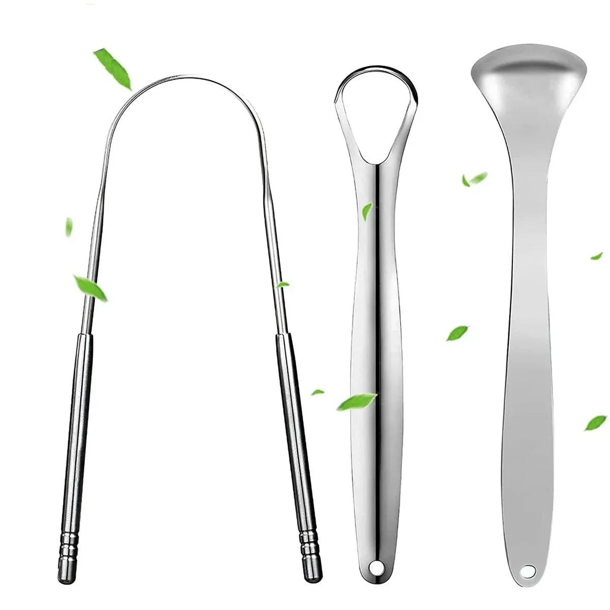 Nettoyeur de grattoir à langue en métal Premium 1 pièce/3 pièces pour adultes et enfants, grattoirs