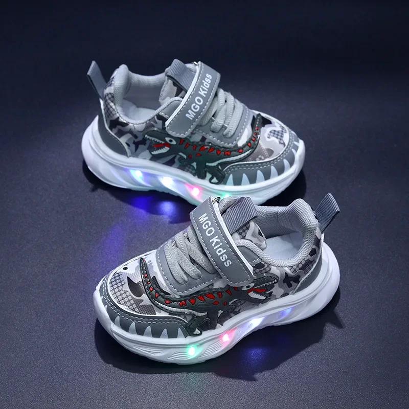Chaussures lumineuses Led pour garçons, baskets décontractées Mickey pour enfants, chaussures de Spo