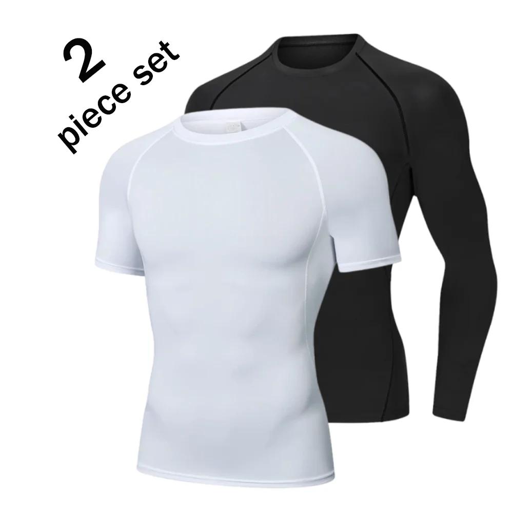 2 pièces hommes Compression Sport t-shirt à manches courtes entraînement haut de Fitness t-shirt hom