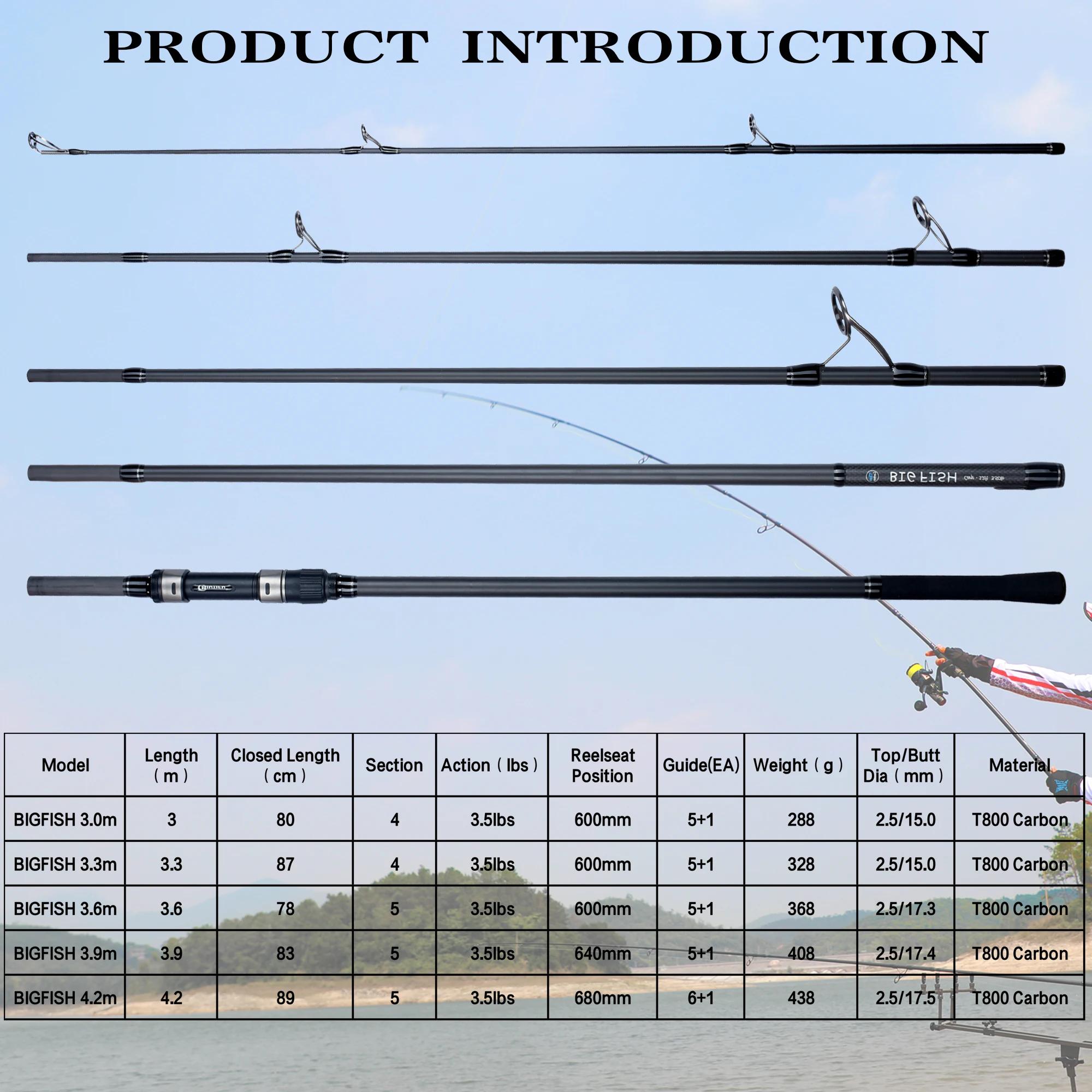 BIUTIFU BIGFISH-Canne à Pêche à la Carpe en Carbone T800, Lancer Artériel, Surfcasting, Dur, Voyage,