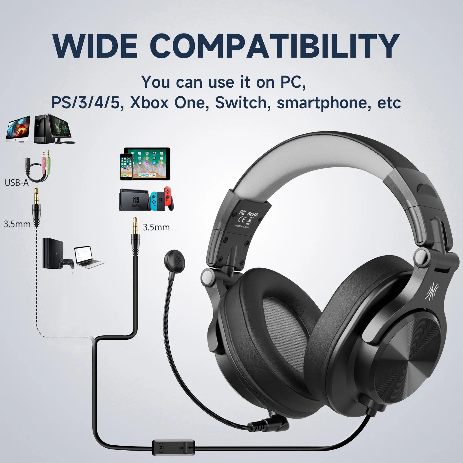 Oneodio-Casque de jeu sur ordinateur A71D avec poignées, microphone amovible, filaire sur l'oreille,