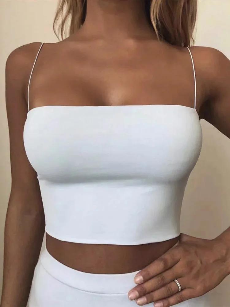 Haut court en coton élastique pour femmes, Camis Sexy, sans manches, débardeur court, Bar, été 2022