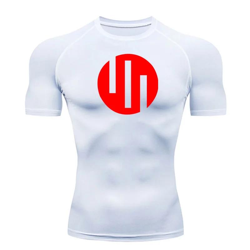 T-shirt de course à manches courtes, chemise de Compression blanche pour hommes, exercice de gymnast